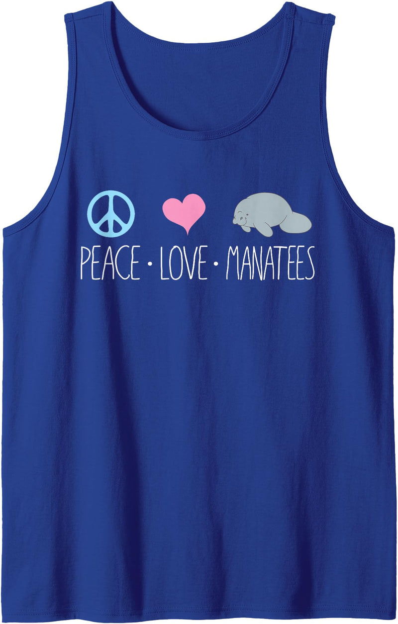 Sea Cows Tees Cute Manatee Design, Peace Love Manatees Chubby Sea Cow Gift Tank Top - Royal Blue