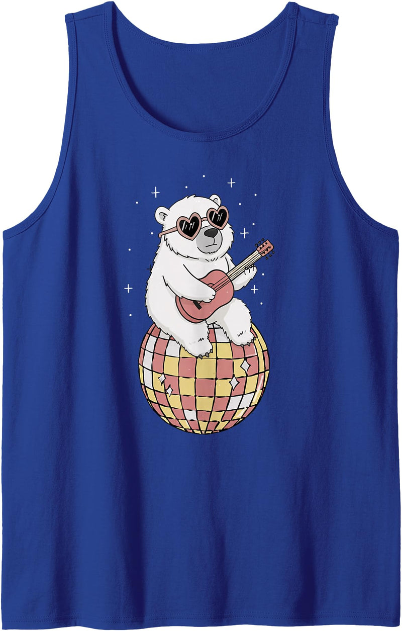 DiscoballAxis1 Funny Polar Bear Disco Dancing Ball Groovy Retro 80s Costume Tank Top - Royal Blue