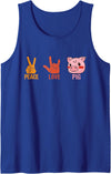 Awesome Gift For The Pigs Lover In Your Life Peace Love Pig Cute Piggy Face Gift For Pigs Lovers Tank Top - Royal Blue