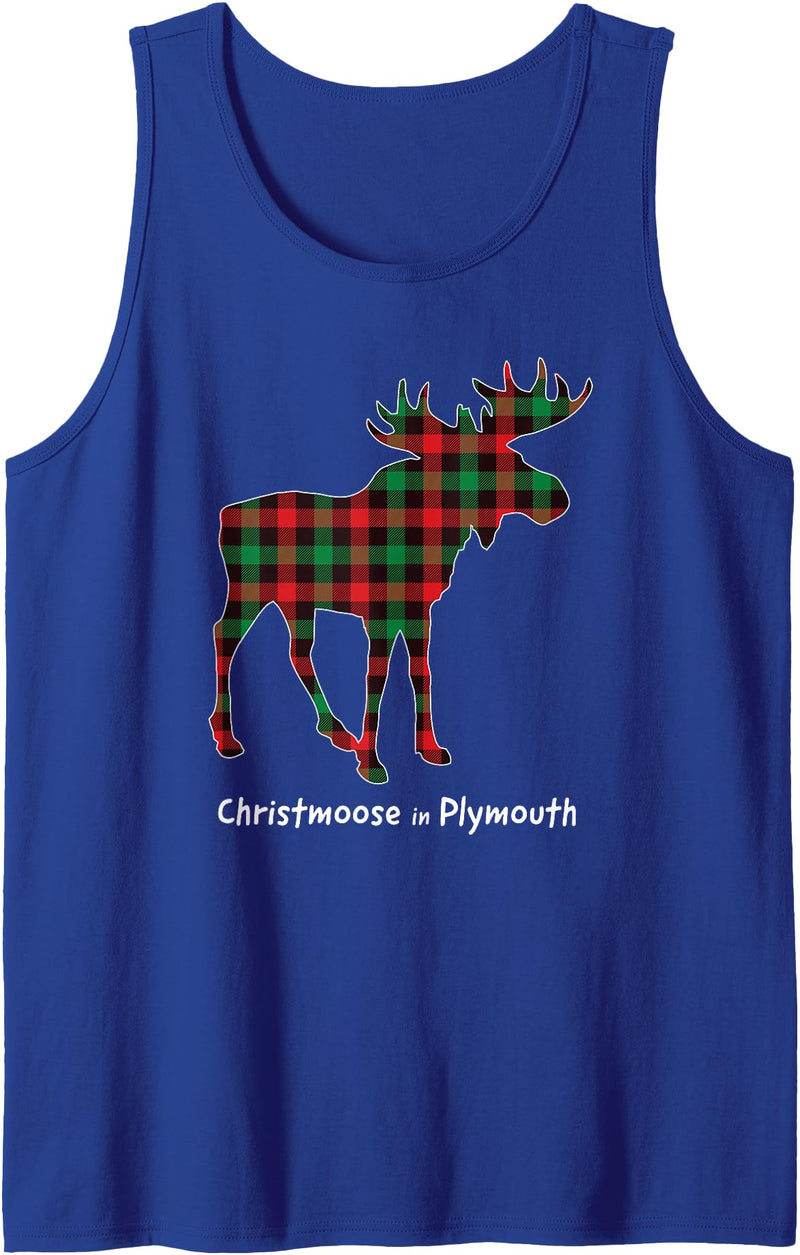 MN Christmas Lumberjack Plaid Love Minnesota Home Christmoose in Plymouth Moose Buffalo Red & Green Plaid Tank Top - Royal
