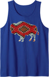 Country Girl Big Ray Designs Arizona Buffalo Aztec Indian Southwestern Pattern Vintage Tank Top - Royal Blue