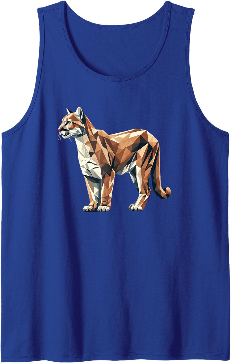 Laroli Aesthetic Art Geometric Art Cougar Cougars Mountain Lion Puma Tank Top - Royal Blue