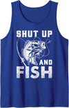 Shut Up And Fish Gift For Men And Women Shut Up And Fish Funny Bass Fishing Fisherman Tank Top - Royal Blue