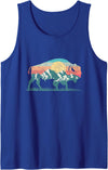 Mountain Life Outdoor Bison Buffalo Shirts & Gifts Vintage National Park Bison Landscape Buffalo Retro Tank Top - Royal Blue