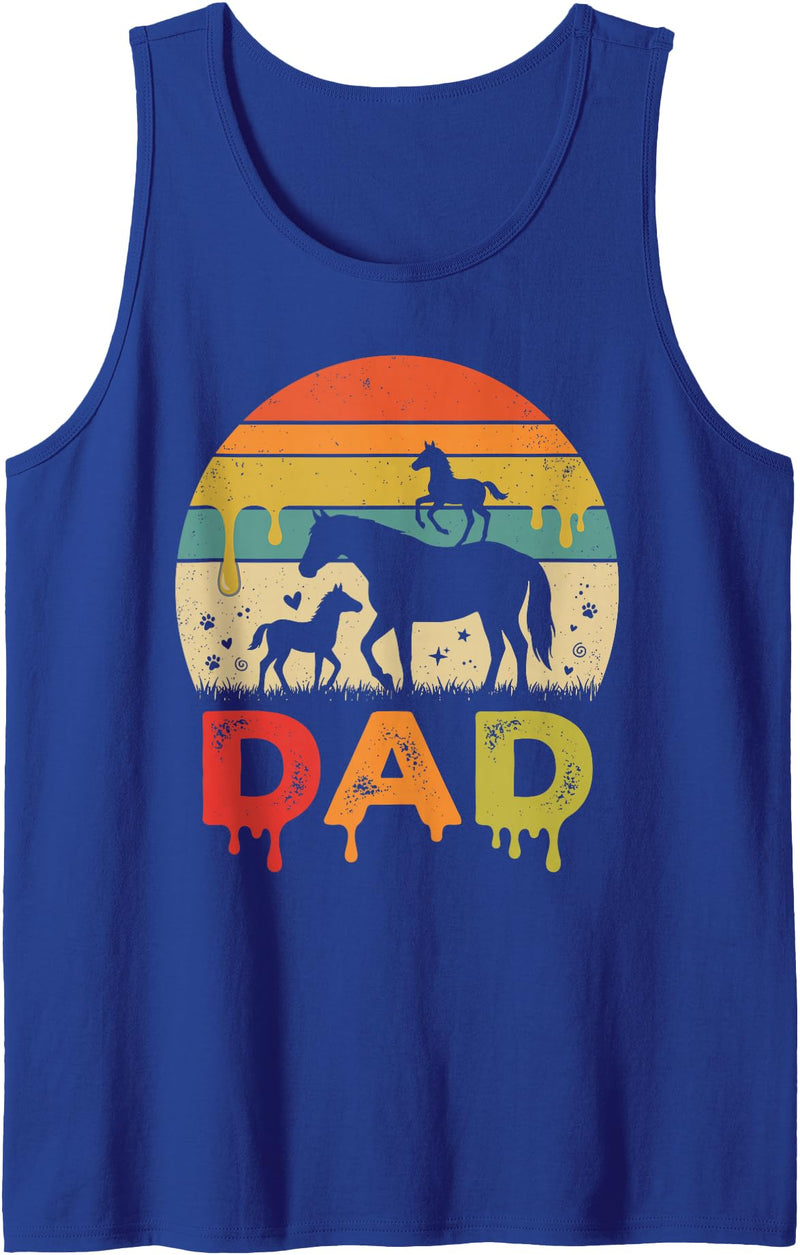 Funny Horse Lovers Fathers Day Costume for Men Drip Sunset Horse Dad Grandpa Father's Day Mens Womens Tank Top - Royal Blue