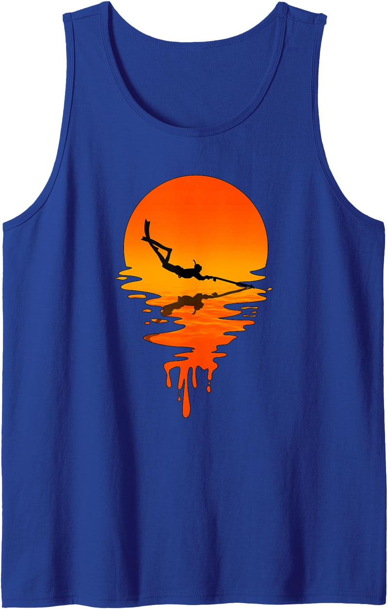 Spearfishing Vintage Tees Vintage Retro Style Spearfishing Tank Top - Royal Blue