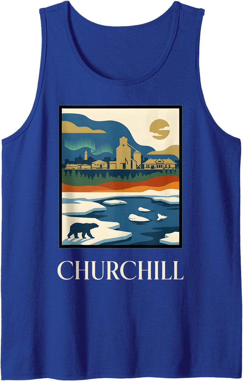 Churchill Travel Art Studio Churchill Manitoba Polar Bear Vintage Retro Design Tank Top - Royal Blue