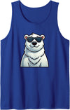 Cool Bear Designs Cool Polar Bear Cartoon Sunglasses North Pole Tank Top - Royal Blue