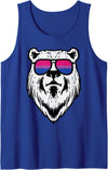 Bisexual Bi Pride Stuff Men Women Gifts Bear Face Bisexual Sunglasses Bi Pride Flag LGBTQ Men Women Tank Top - Royal Blue