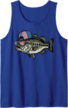 4th Of July For Women Men Kids Fourth Gift 4th of July Bass Fish US Flag Cap Patriotic Fishing Men Kids Tank Top - Royal Blue