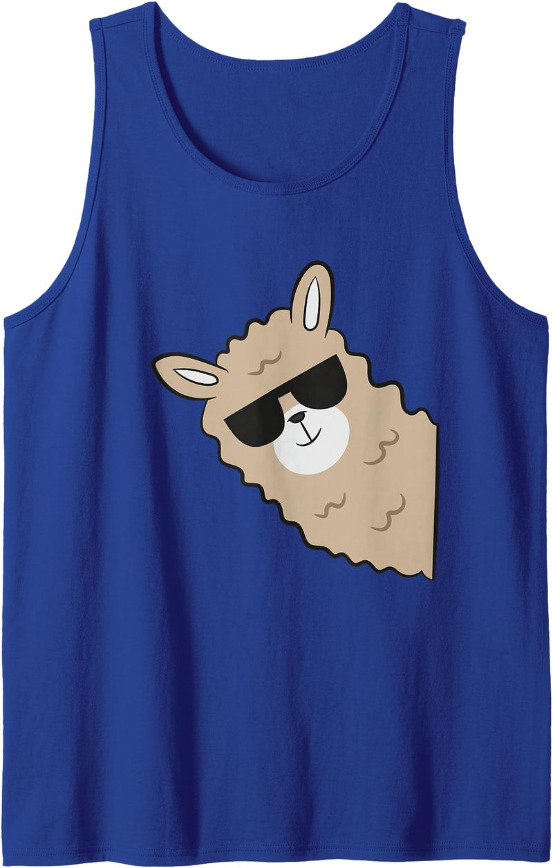 Funny Llama And Alpaca Gifts Alpaca Lover Llama With Sunglasses Cute Llama Alpaca Tank Top - Royal Blue