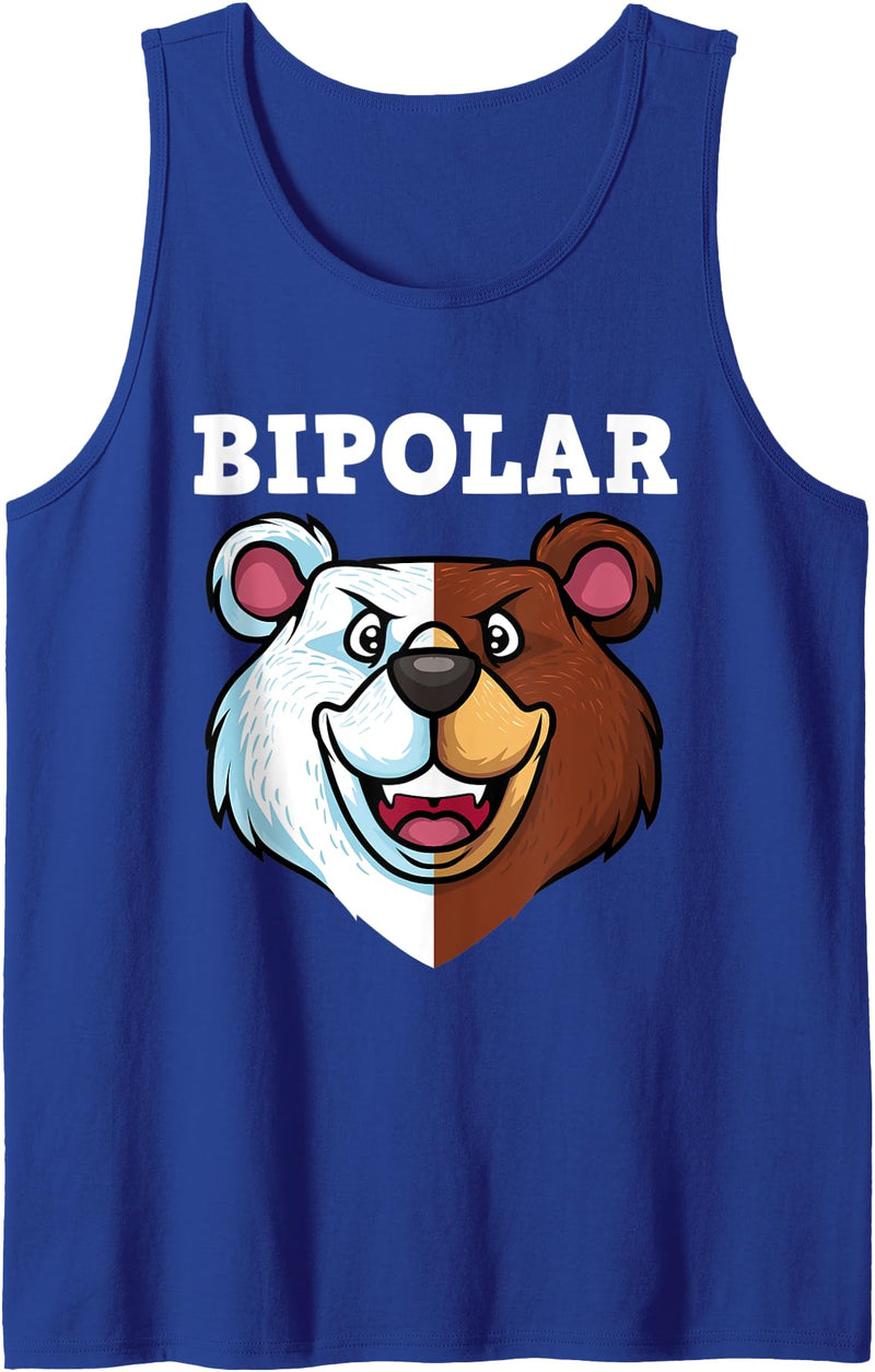 Bipolar Gift Disorder Awareness Mental Disorder Funny Bipolar Disorder Design Men Women Bipolar Polar Bear Tank Top - Royal Blue