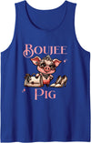 Stylish Swine Designs Boujee Pig with Sparkle and Style Pink Fashionista Tank Top - Royal Blue