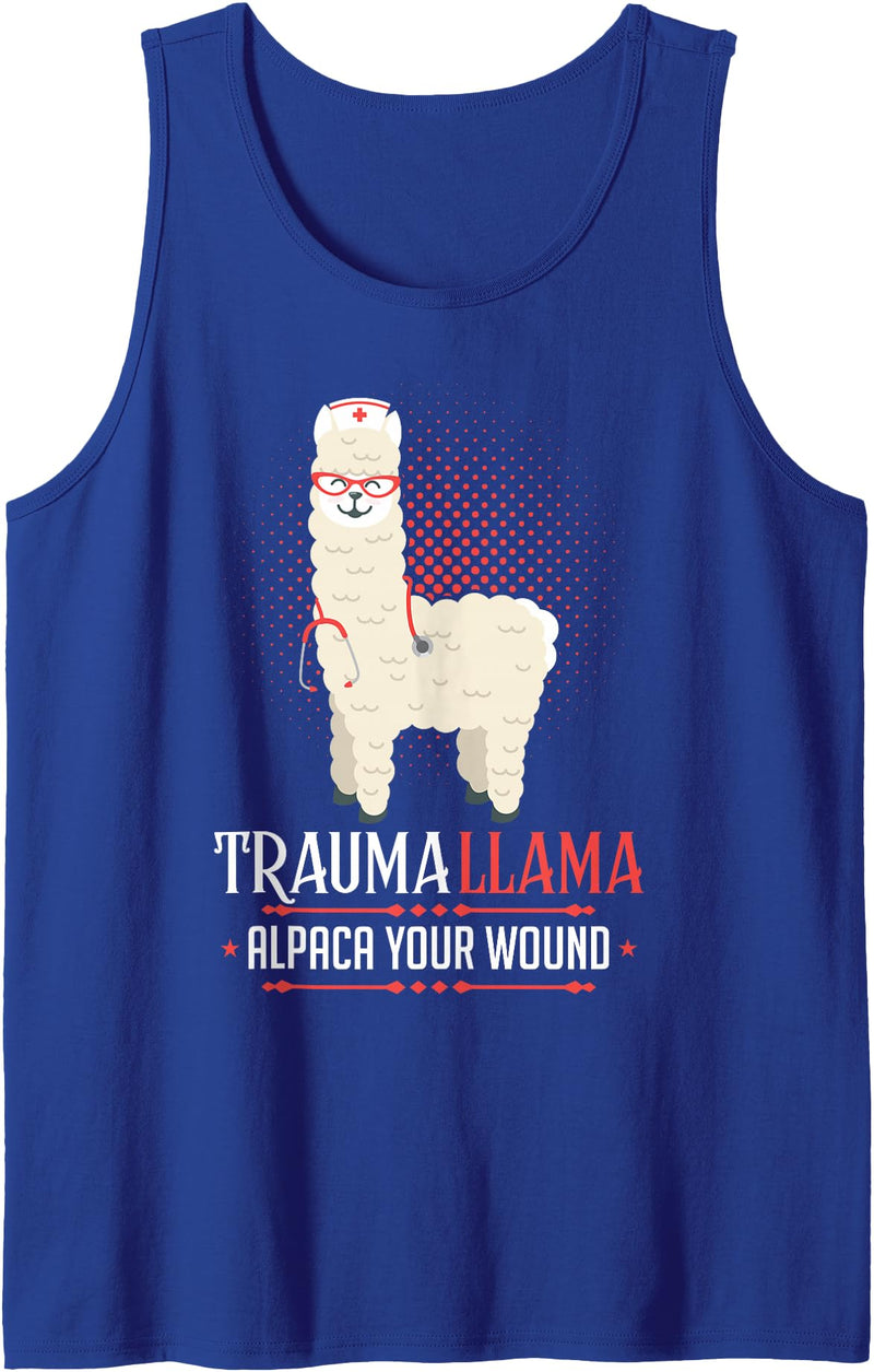Funny Nurse Day Healthcaren Nicu JD0 Nurse Trauma Llama Alpaca Your Wounds Tank Top - Royal Blue