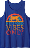 Funny Hereford Gift for Men & Women Cow Vibes Only - Cow Breeder Hereford Cattle Farmer Tank Top - Royal Blue