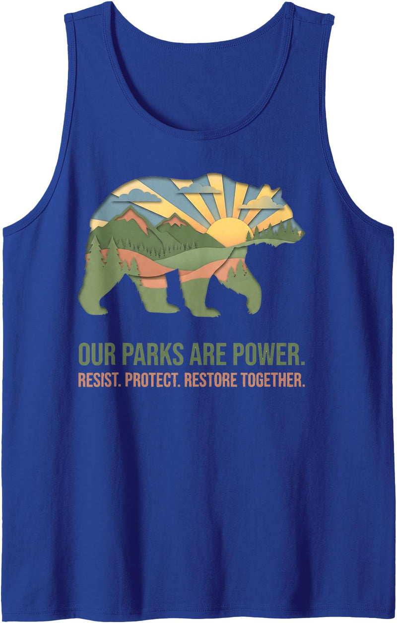 Save Our Parks Resist National Parks Bear Apparels Resist Save Our Parks National Park Bear Nature Protection Tank Top - Royal Blue