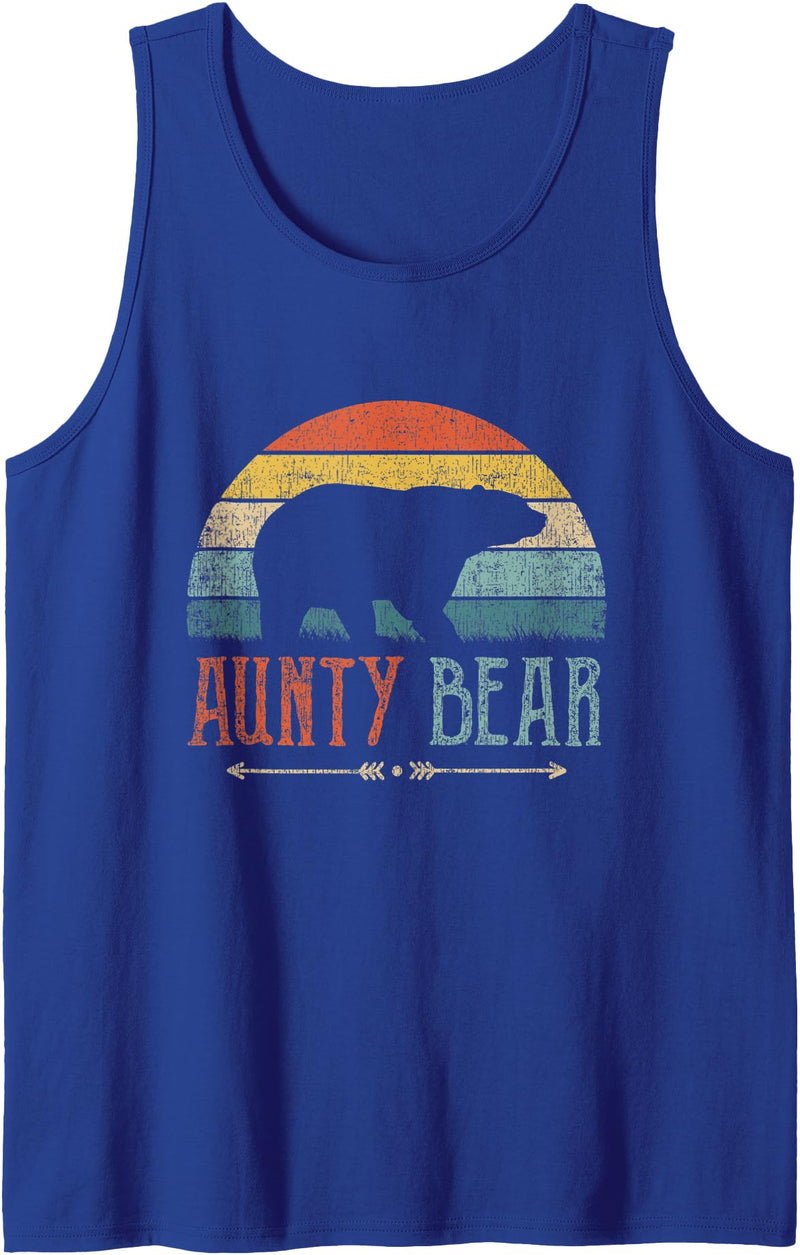 Cute Bear Family Matching Shirts & Gifts Aunty Bear Vintage Retro Aunt Present Auntie Tank Top - Royal Blue