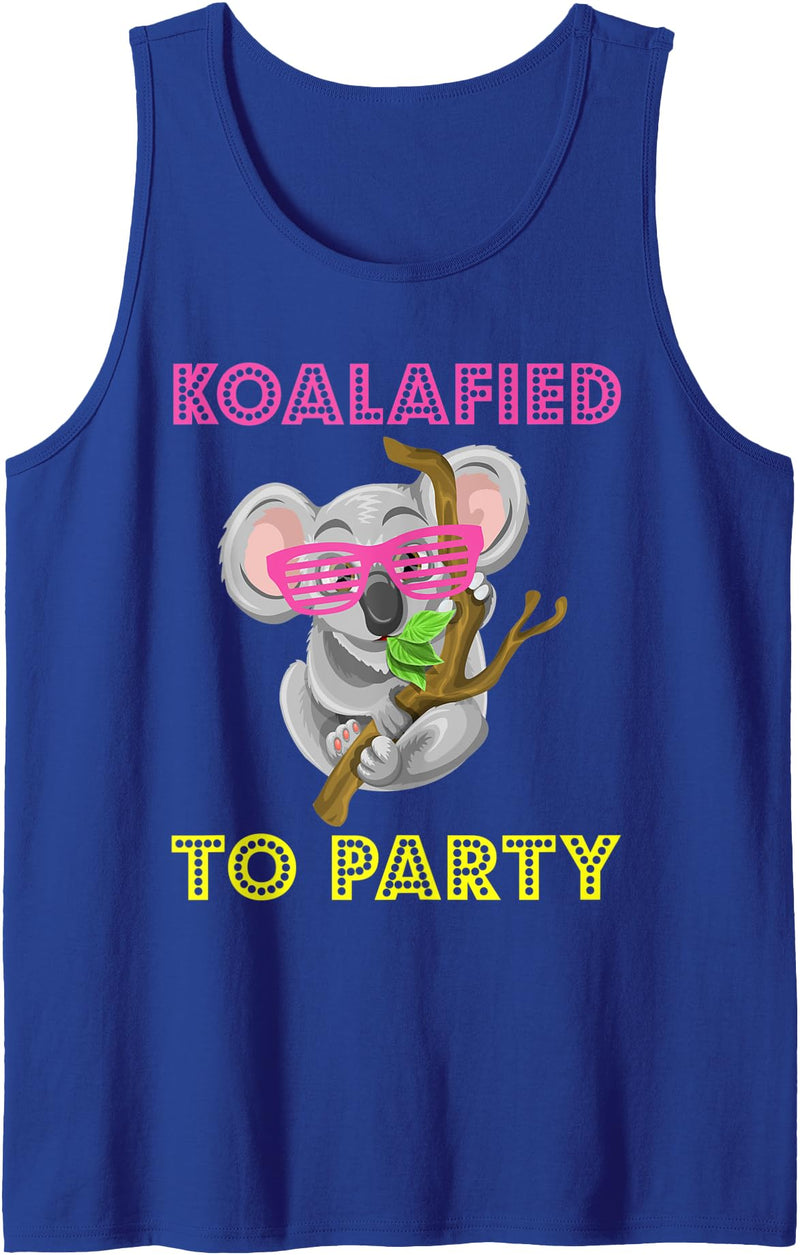 Koala Puns Apparel Koalafied to Party Tee Koala Bear Funny Cute Animal Pun Tank Top - Royal Blue