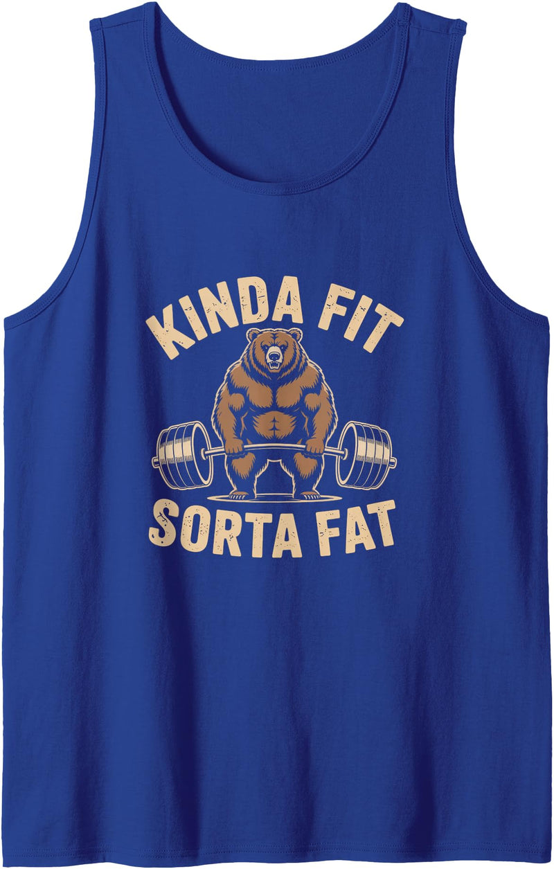 Bear Powerlifting Kinda Fit Sorta Fat Gym Humor Funny Kinda Fit Sorta Fat Bear Powerlifting Tank Top - Royal Blue