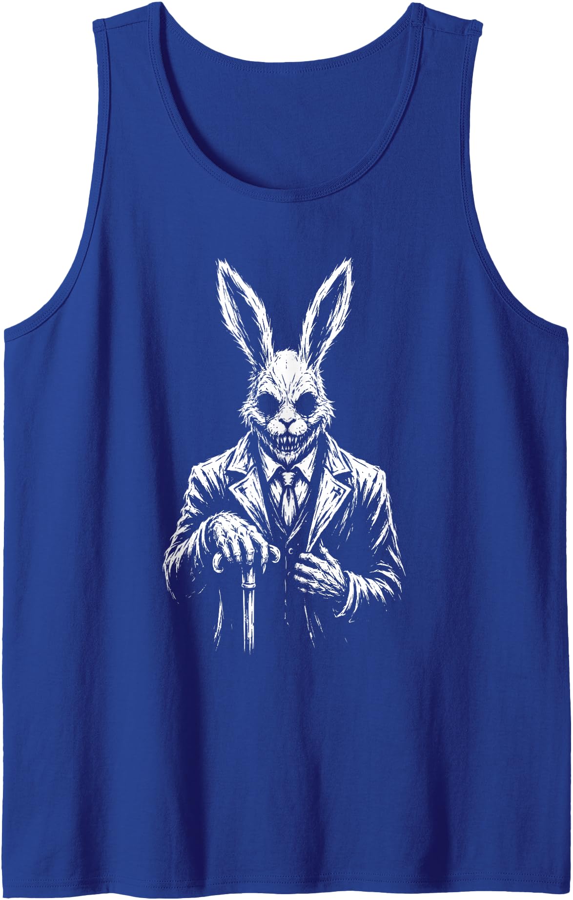 Creepy Goth Rabbit, Horror Bunny, Weirdcore Rabbit Tank Top in Royal Blue