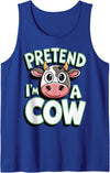AnI'mal Cow Farm AnI'mal Halloween Costume Party Pretend I'm A Cow Tank Top - Royal Blue