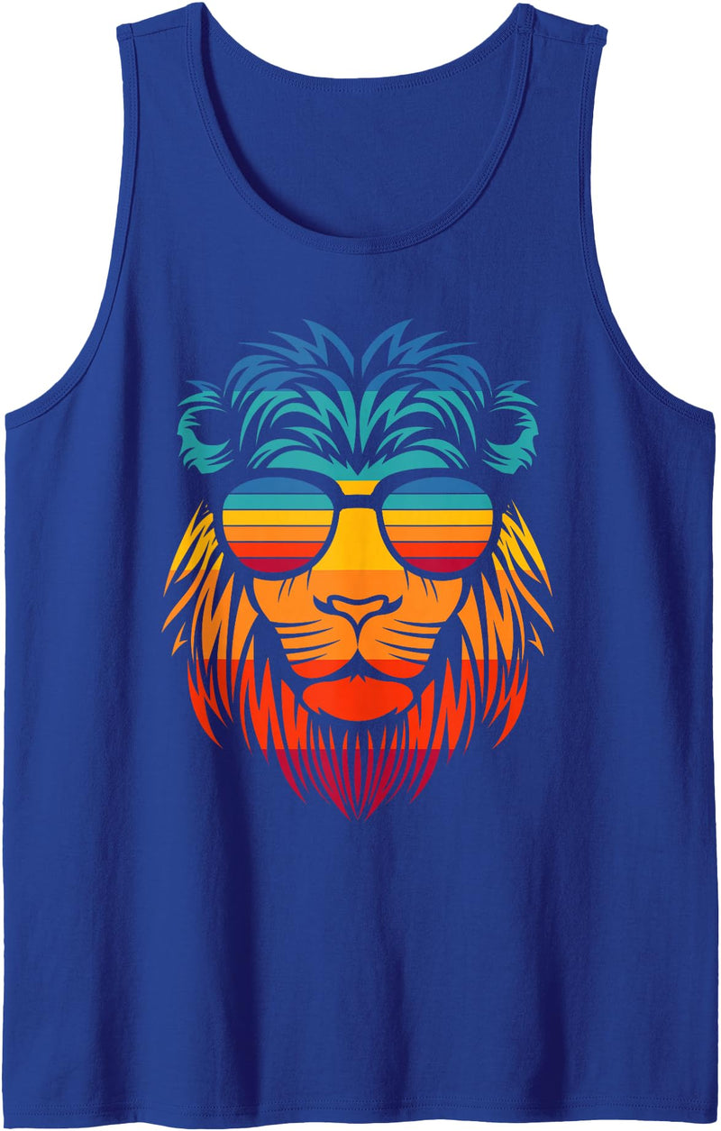 Bahaa's Tee Men's Women's Cool Lion Stylish T Shirt, Lion Graphic Design Tank Top - Royal Blue