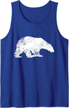 Polar Bear Lovers Graphic Distressed Polar Bear Print - Vintage Polar Bear Tank Top - Royal Blue