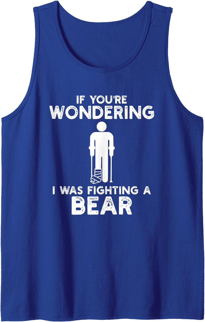I Was Fighting A Bear Humor Designs Co. Funny Humour I Was Fighting A Bear Tank Top - Royal Blue
