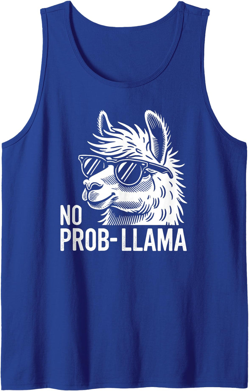 Animal Designs With Humor Outfits Funny Llama Alpaca Saying No Prob-Llama Tank Top - Royal Blue