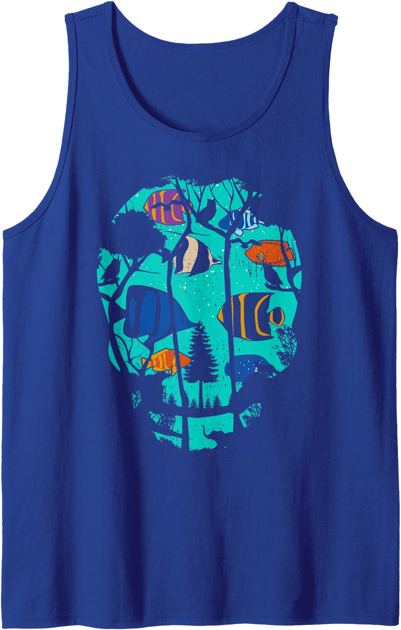 Memme Fishing Ocean Nature Fish Lover Funny Skull Gifts Tank Top - Royal Blue