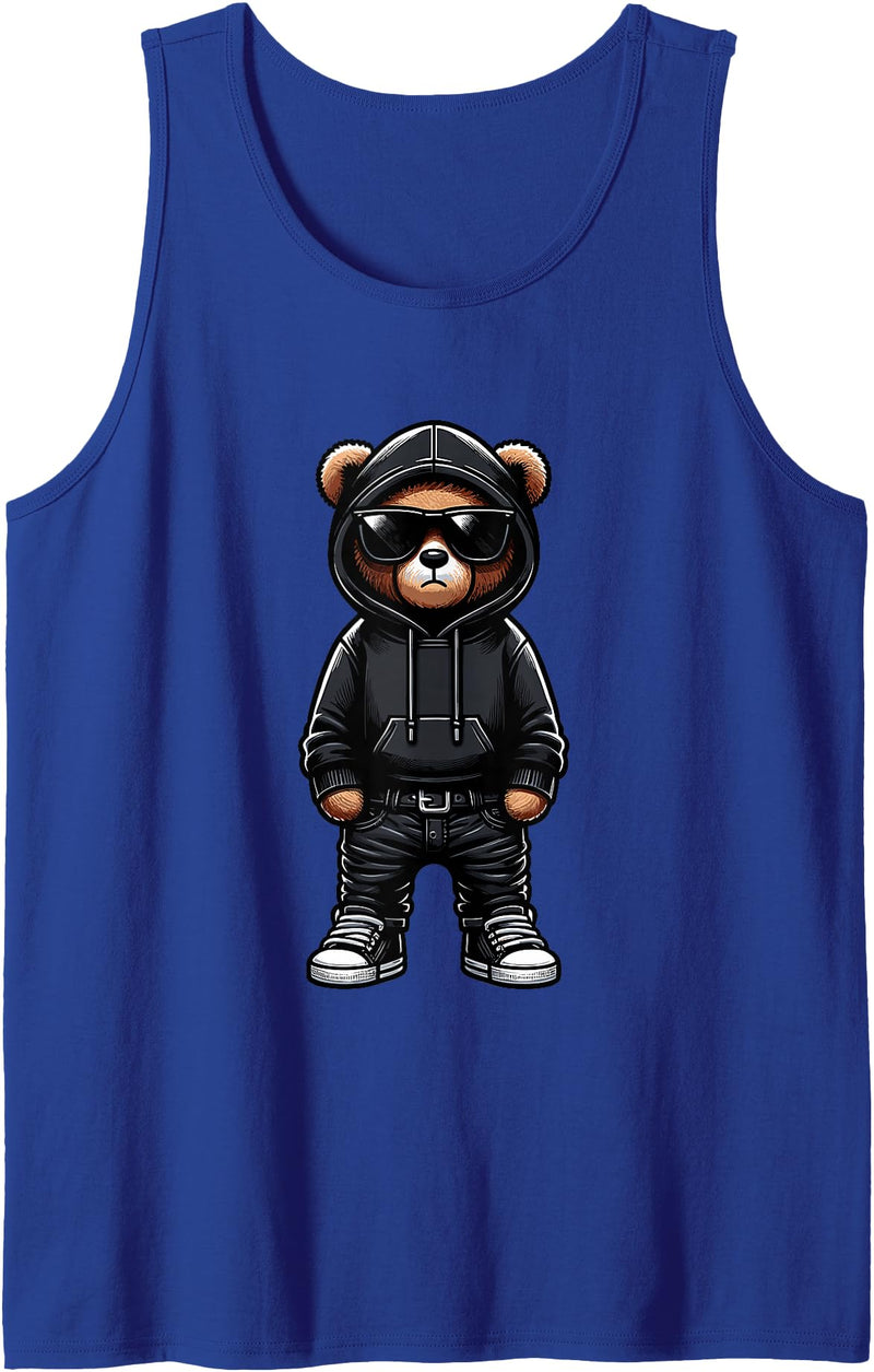 Urban Teddy Bear Graphic Hip Hop Rappers Aesthetic Teddy Bear Cool Bears Hip Hop Streetwear Graphic Colorful Tank Top - Royal Blue