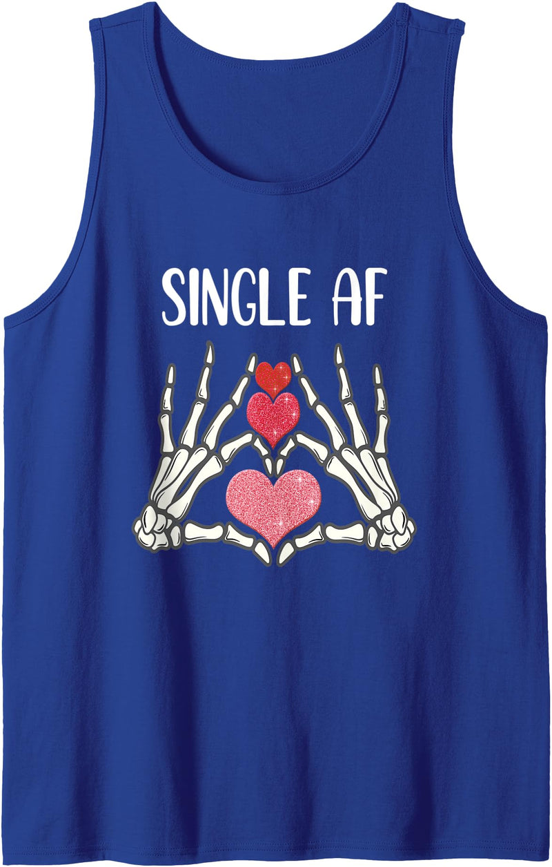 Single Lady's Single AF Skeleton and Hearts Tees Single AF skeleton hands hearts single women's halloween Tank Top - Royal
