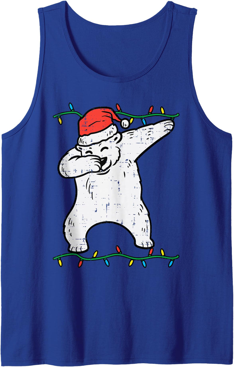 Christmas Pajamas PJ Men Women Kids Gifts Dabbing Polar Bear Dab Xmas Christmas Boys Kids Girl Youth Tank Top - Royal Blue