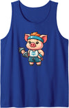 Funny Mini Pig Gifts Mini Pig Workout Pet Funny Weightlifting Tank Top - Royal Blue