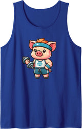 Funny Mini Pig Gifts Mini Pig Workout Pet Funny Weightlifting Tank Top - Royal Blue