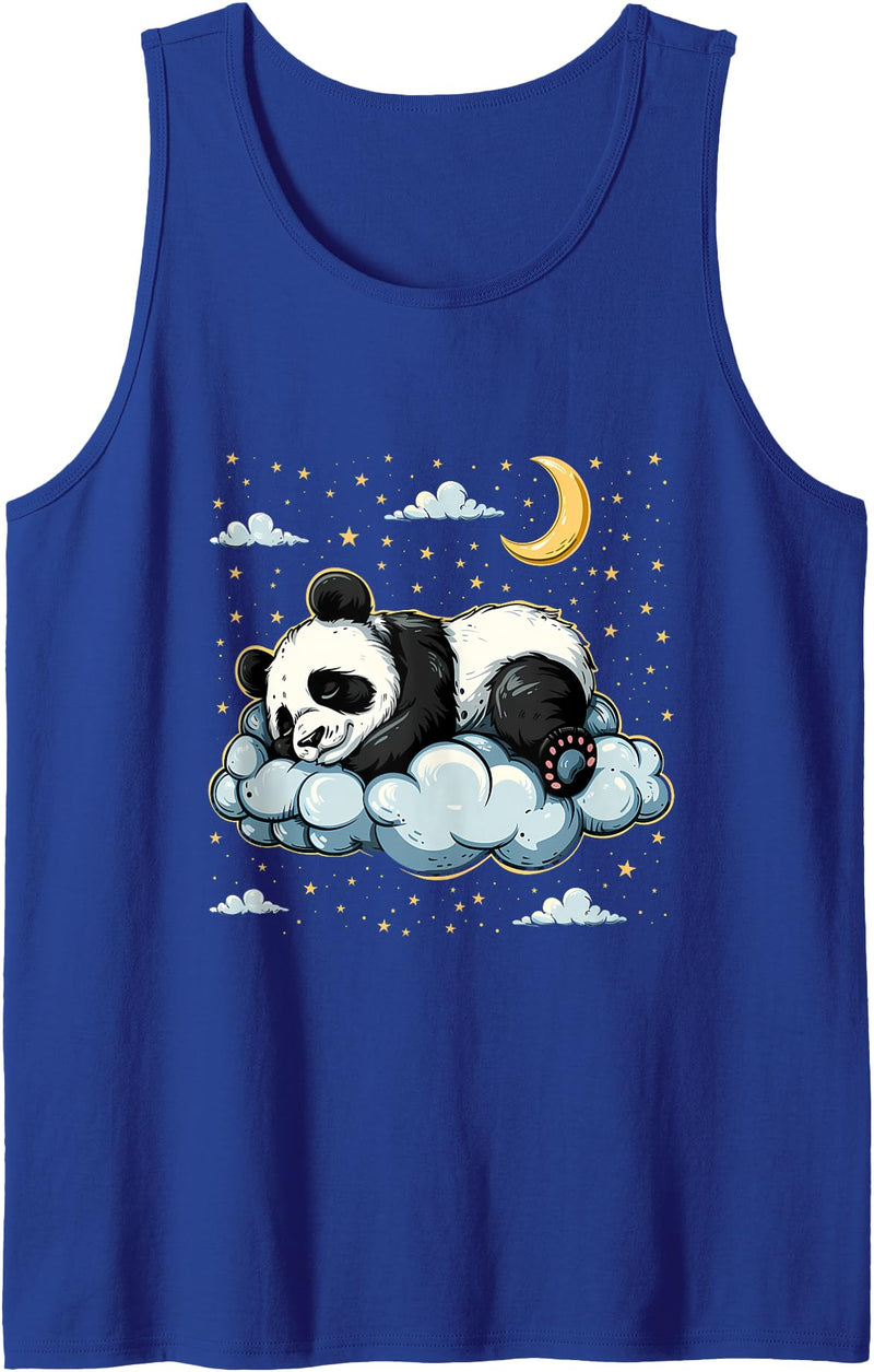 Cute Sleeping Animals Panda Sleeping Moon Napping Sleep Panda Bear Sleepy Animal Tank Top - Royal Blue