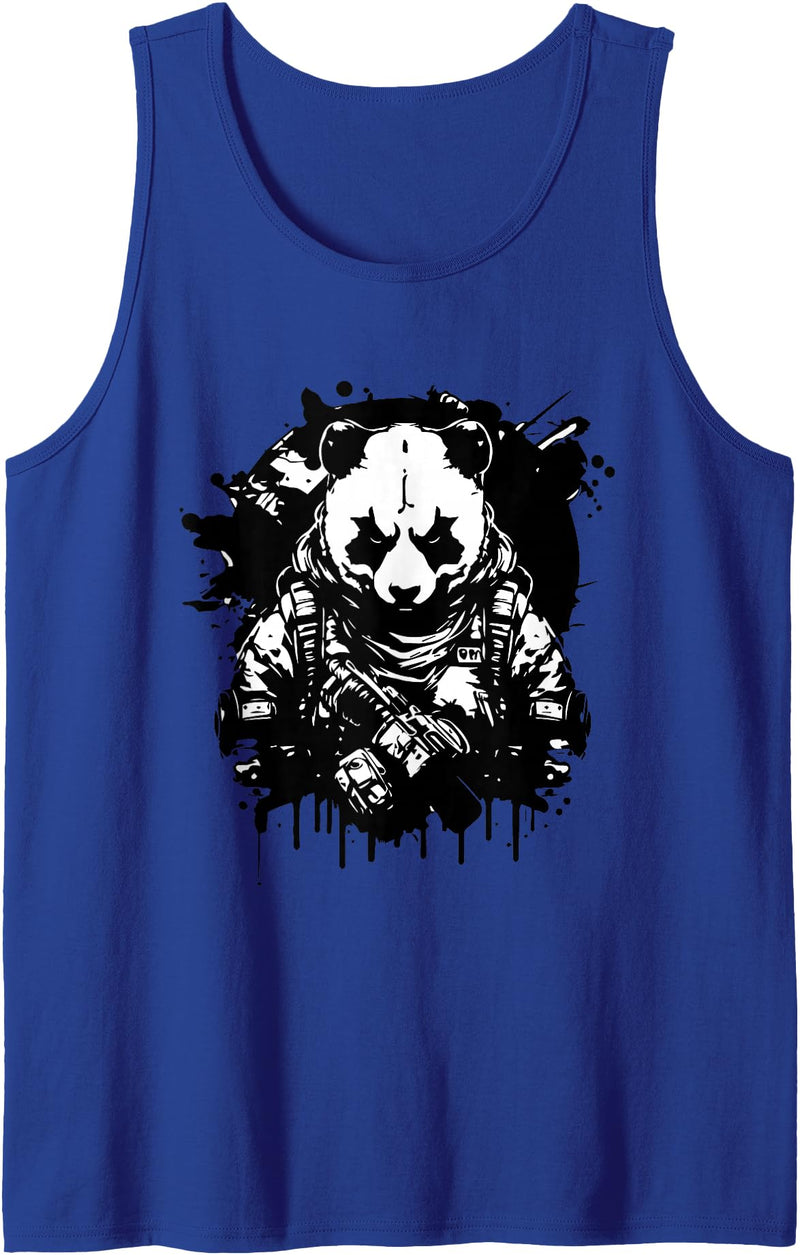 Panda Gifts For Panda Lovers - Cute Panda Bear Determined Tactical Panda - Not so Fluffy and Harmless Tank Top - Royal Blue