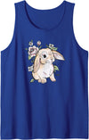 Cute Womens Watercolor Flowers Mini Holland Lop Rabbit Lover Hoodie in Royal Blue