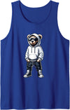 Urban Teddy Bear Graphic Hip Hop Rappers Aesthetic Graphic Teddy Bear Cool Bears Hip Hop Streetwear Colorful Tank Top - Royal Blue