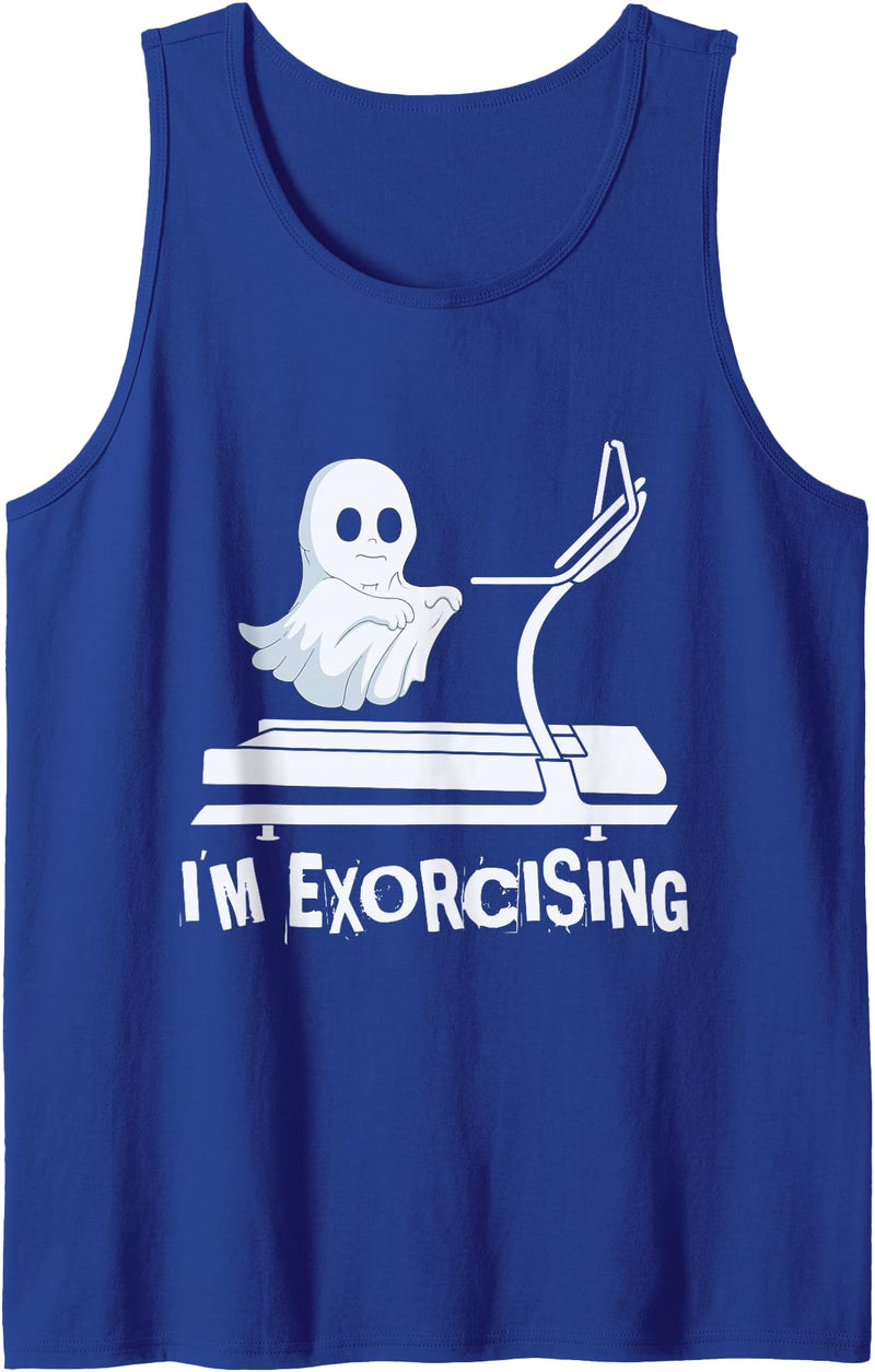 Exorcise Halloween Ghost Horror Funny Costume Funny Gym Exercise Workout Spooky Halloween Ghost I Exorcise Tank Top - Royal