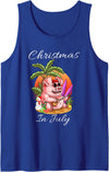 Christmas In July Cute Pig Summer Vaccation Tee Christmas In July Cute Pig Funny Summer Vaccation Kids Tank Top - Royal Blue