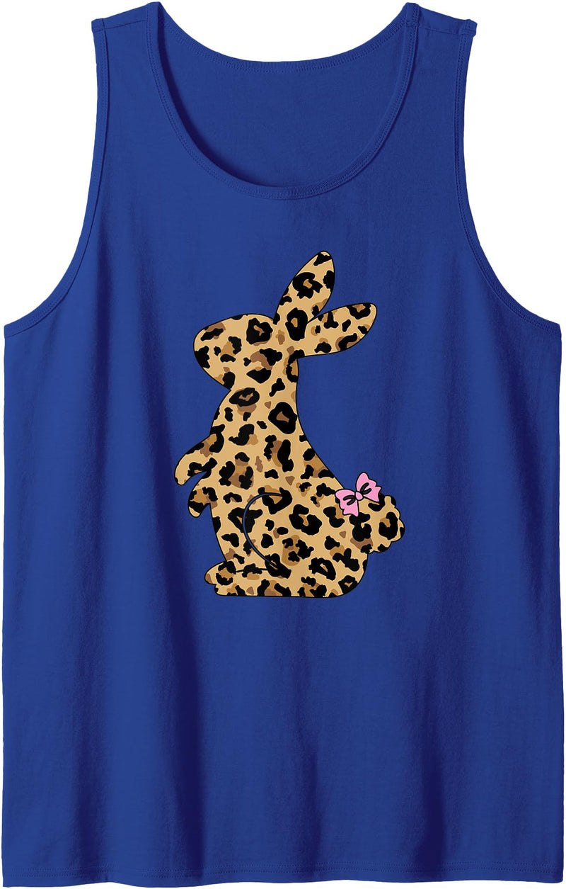 Easter Leopard Bunny Rabbit for Women and Girls, Cute Easter Tank Top in Royal Blue