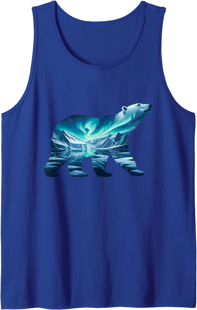 Arctic Wildlife Aurora Borealis Polar Bear Nature Northern Lights Polar Bear Arctic Landscape Tank Top - Royal Blue