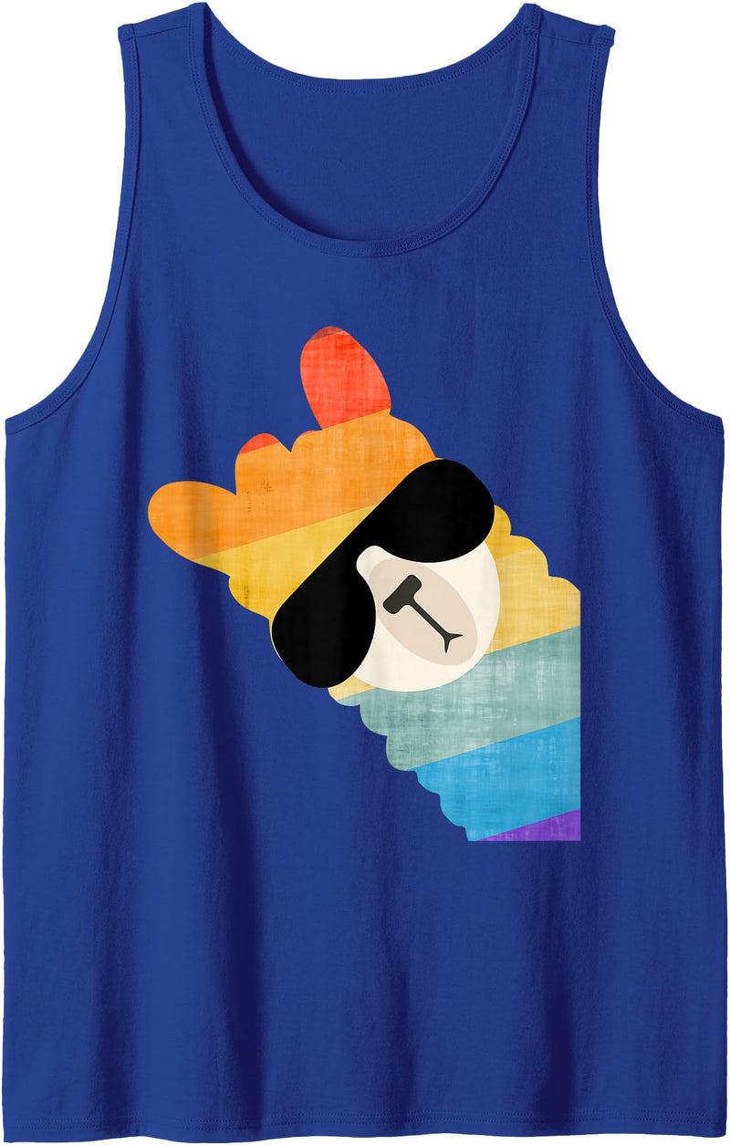 Llama Alpaca gifidea for men and women Rainbow Alpaca Llama Fun with sunglasses for women and men Tank Top - Royal Blue