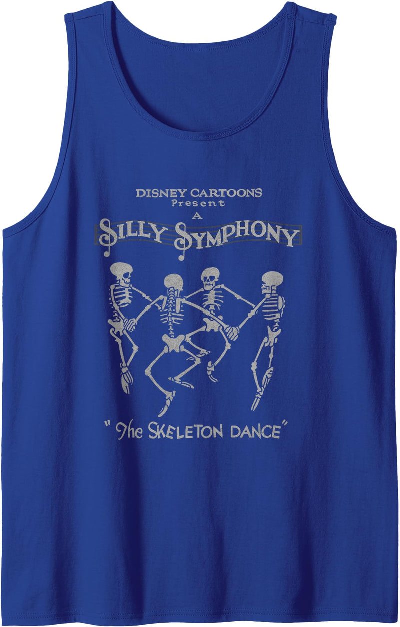 Disney Silly Symphonies The Skeleton Dance Vintage Logo Tank Top - Royal Blue