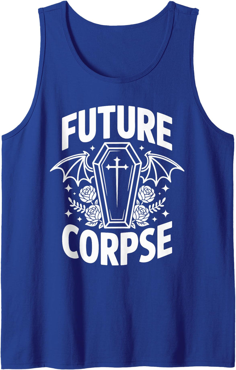 Coffin Humor Halloween Future Corpse Future Corpse Funny Halloween Coffin Bats Tank Top - Royal Blue