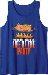 BBQ Season Smoke Meat Dad Grill Gifts Funny Saying Roasted Pig Rotisserie Pork Lover Food Pun Tee Tank Top - Royal Blue