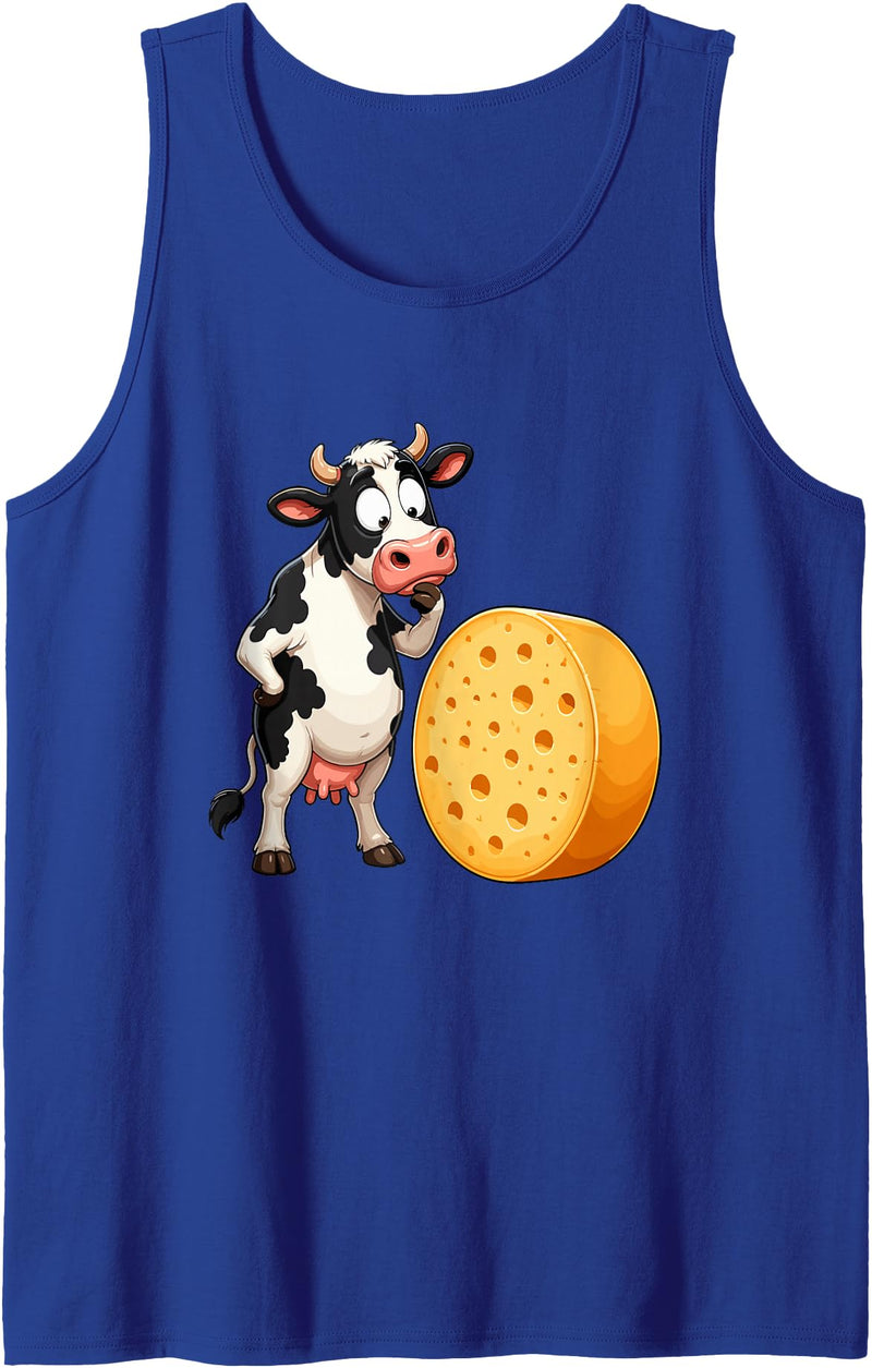 Funny Cow Cheese Dairy Farm Humor Black White Cow Cheese Lover Dairy Humor Tank Top - Royal Blue