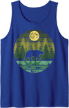 Grizzly Bear Camping Hiking Mountain Vintage Bear Forest Retro Wildlife Nature Tank Top - Royal Blue