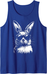 Rabbit Easter Bunny Sunglasses Tank Top in Royal Blue